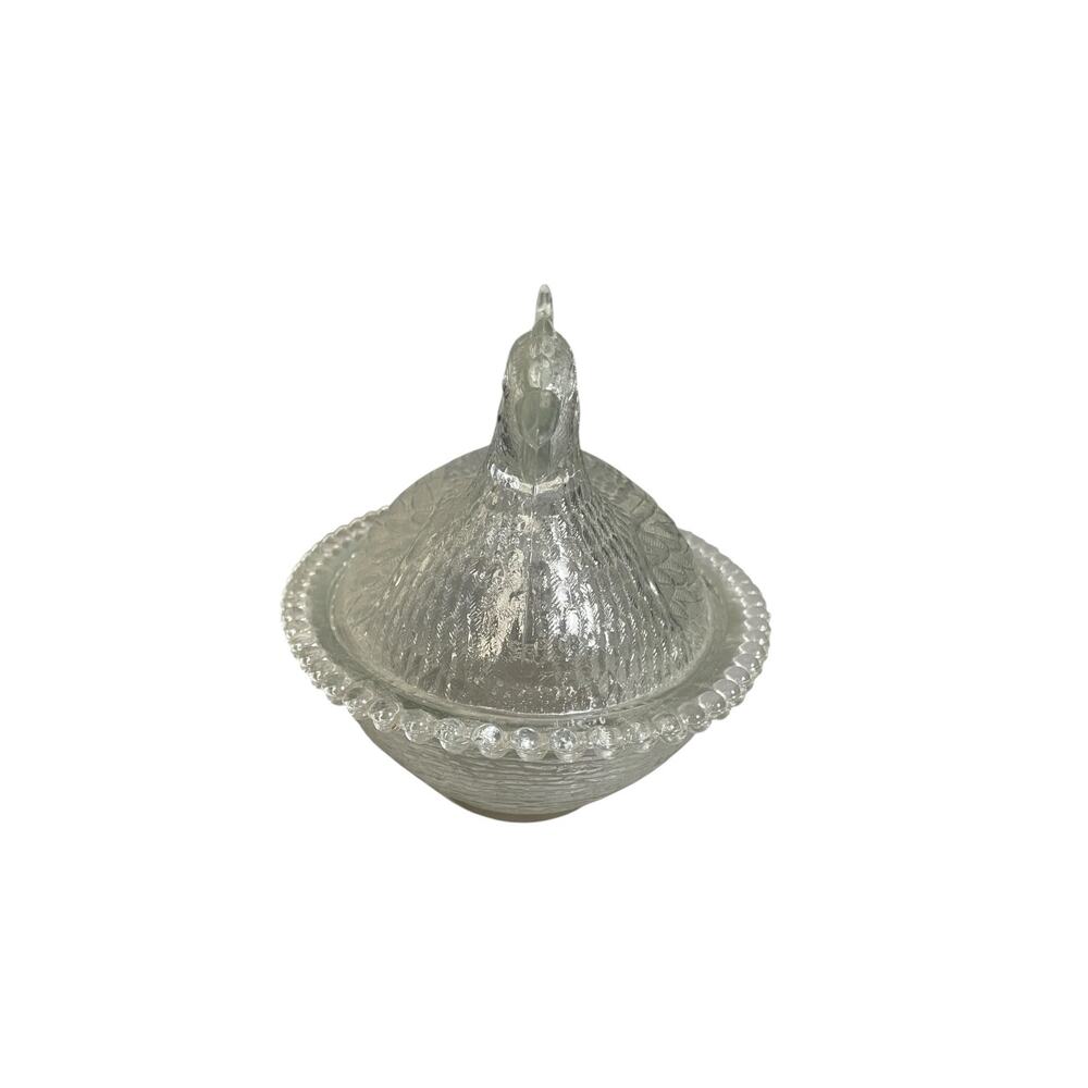 Vintage Indiana Glass Clear Hen On Nest Candy Dish Primitive CottageCore - Picture 3 of 9